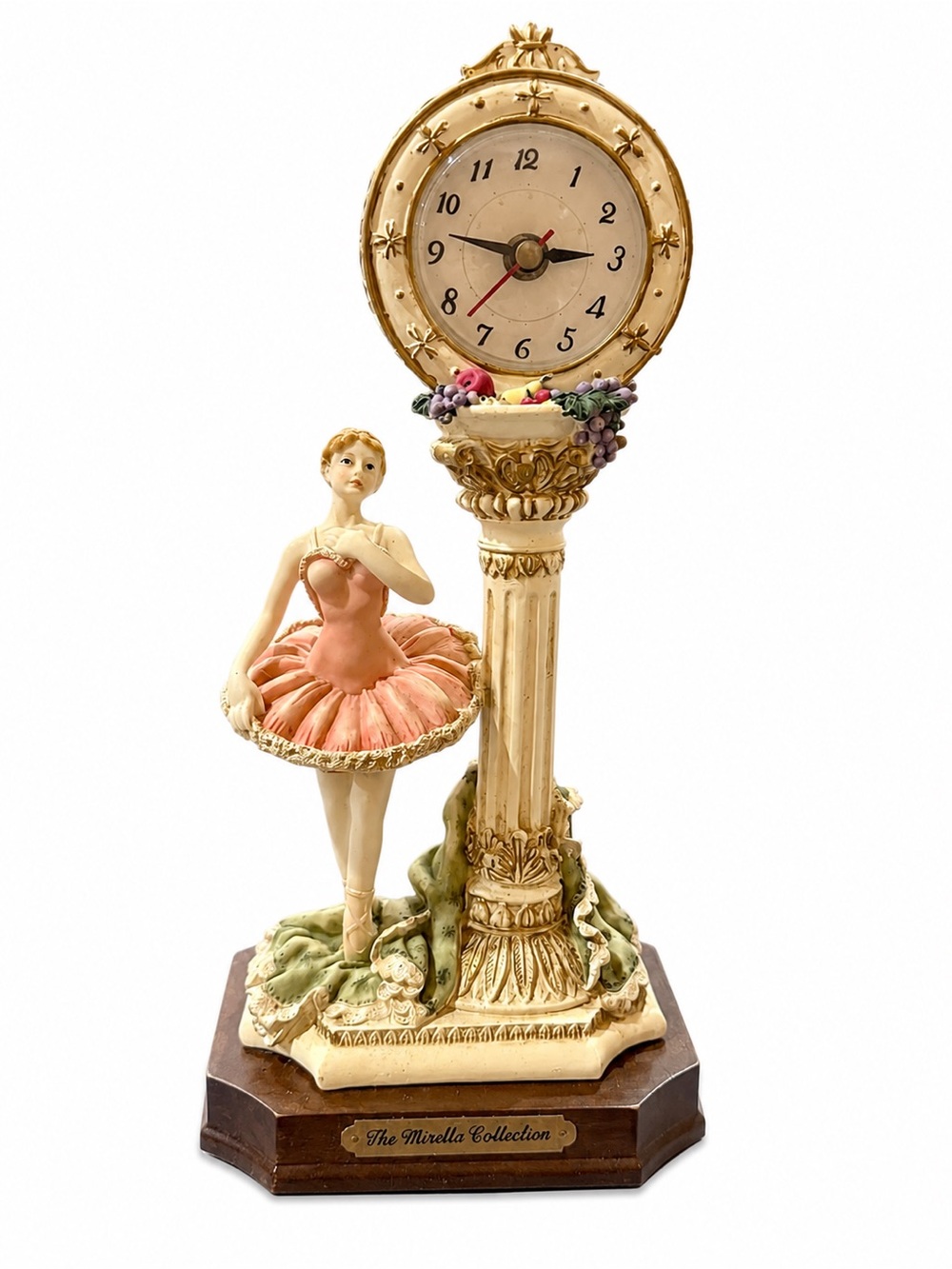 Vintage Mirella Collection Italian Ballerina Tabletop Clock Figurine | 11.5”